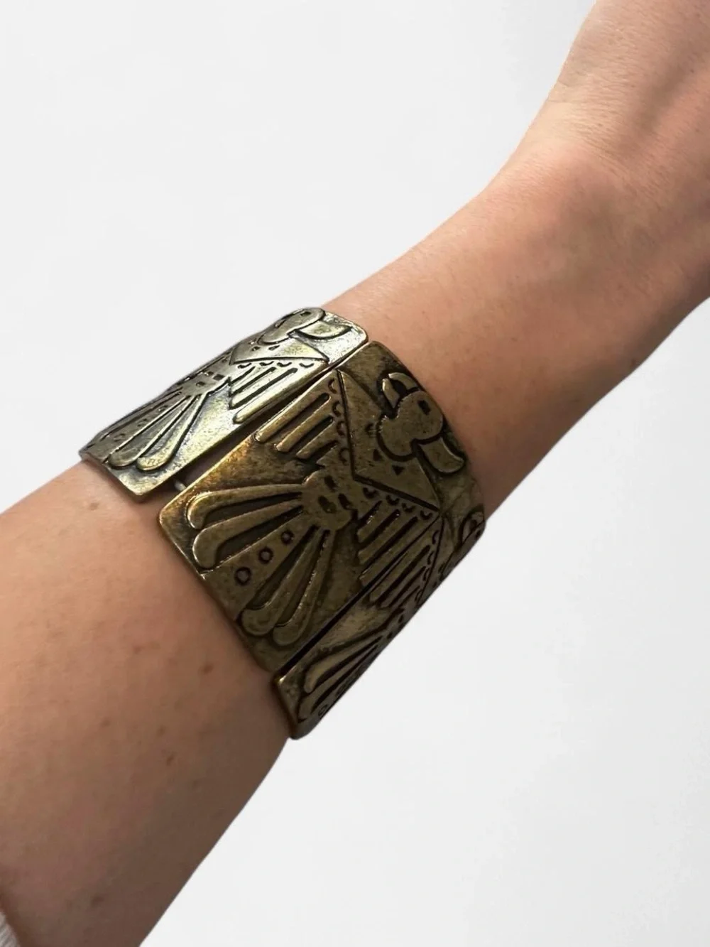 Brass Tone Wide Cuff Bracelet - Women Accessories